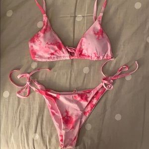 Zaful Pink Tie Dye Bikini